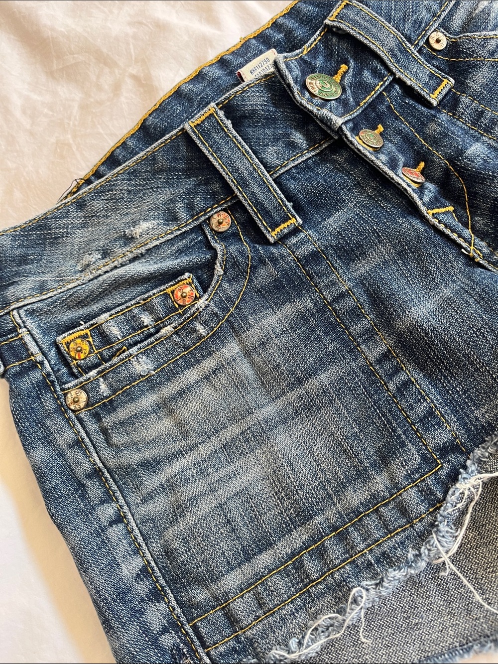 vintage Y2K low-rise True Religion Bobby Short Cut-Off Denim Shorts - Picture 7 of 13